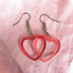 Clear Pink Heart Earrings
